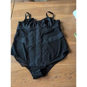 Body Girdle Waist Trainer Bodysuit Shaper Black W/ Underwire Plus Size 2X